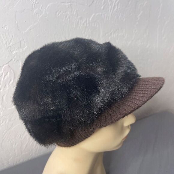 Vintage Black Faux Fur Hat 70s Mod - Picture 2 of 8